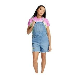 Take pride Blue shorts overall Queen embroidered rainbow straps
